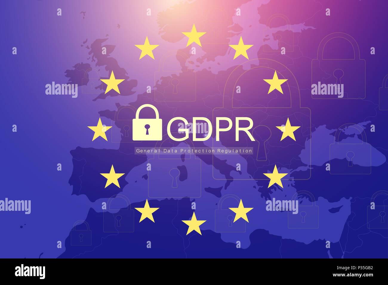 Gdpr General Data Protection Regulation Dotted Europe Map And Flag