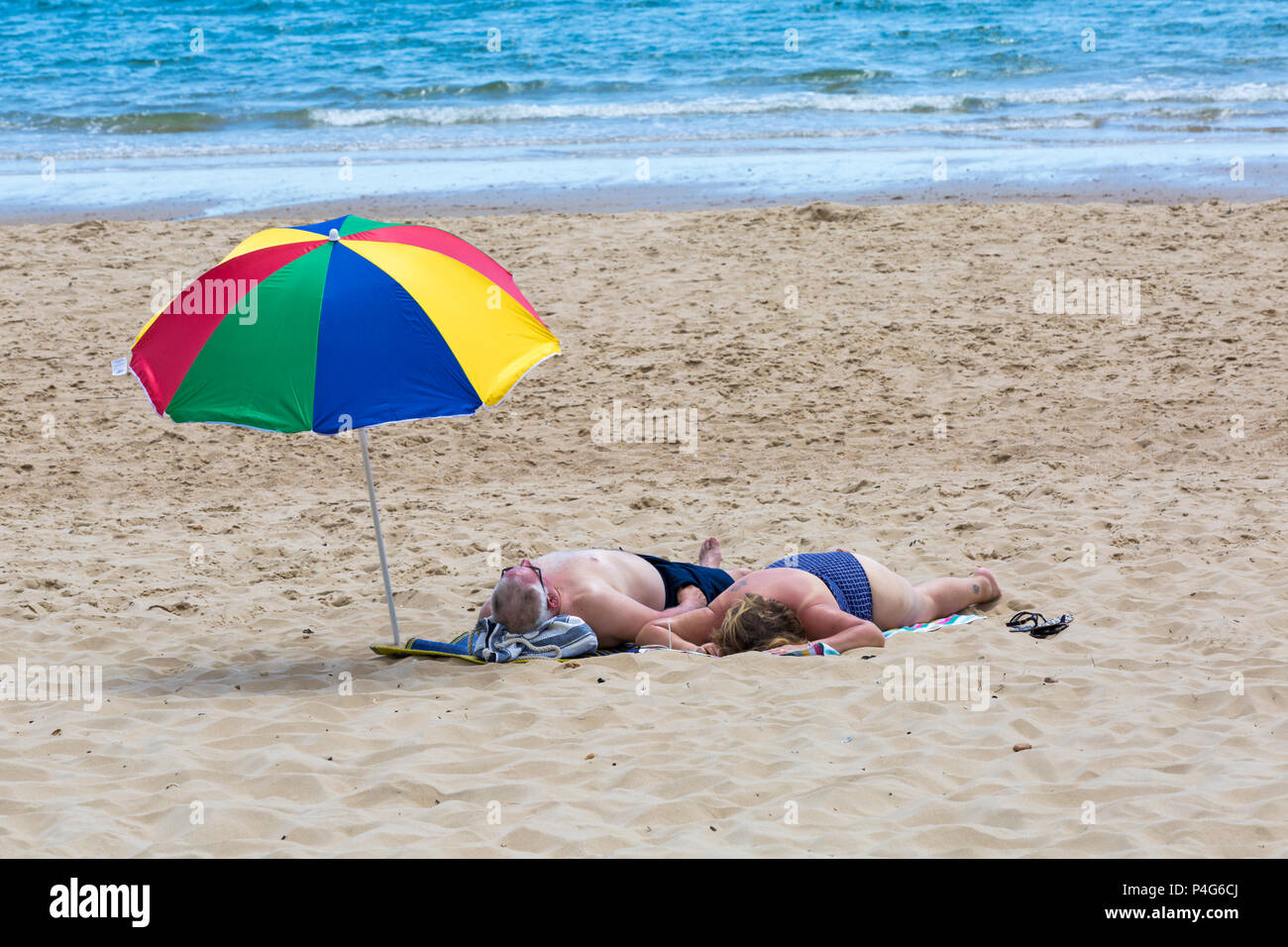 Mature British Lady Sunbathing Beach Hi Res Stock Photography And