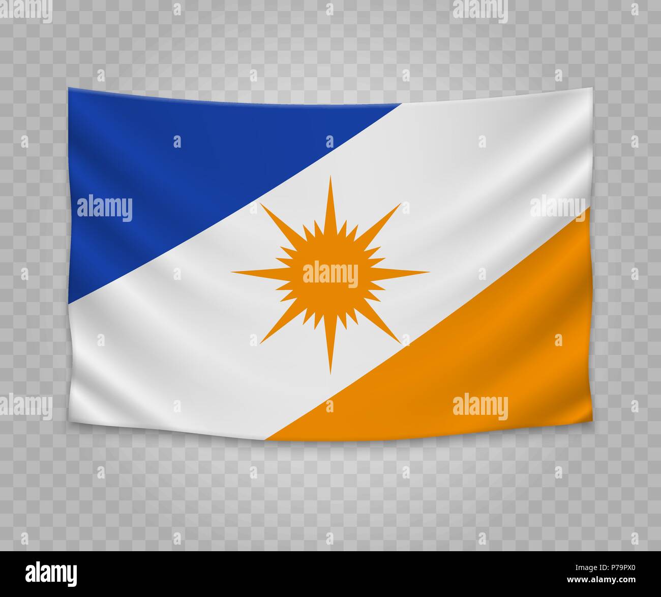 Realistic Hanging Flag Of Tocantins State Of Brazil Empty Fabric