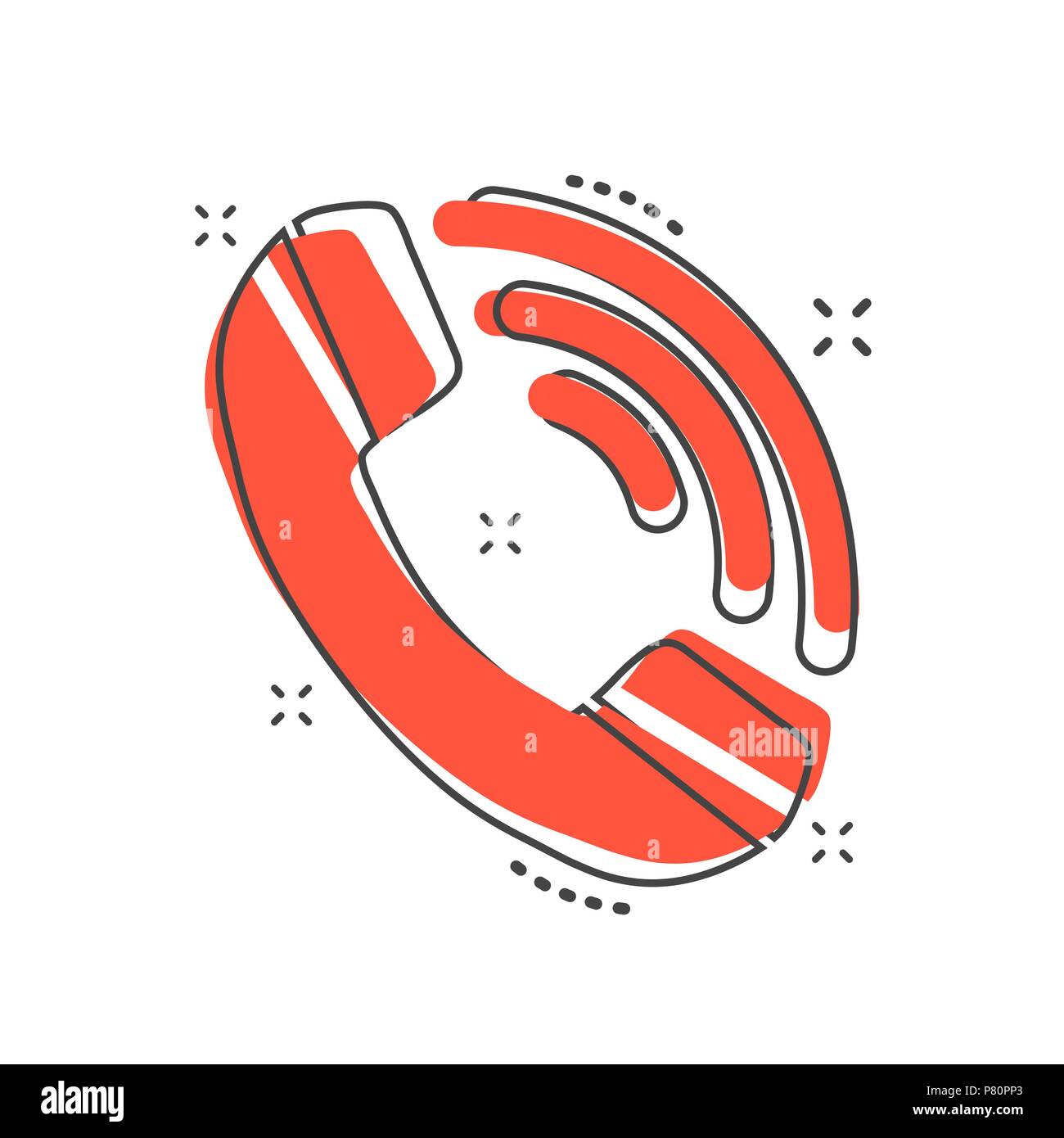 Cartoon Phone Icon In Comic Style Call Illustration Pictogram Phone