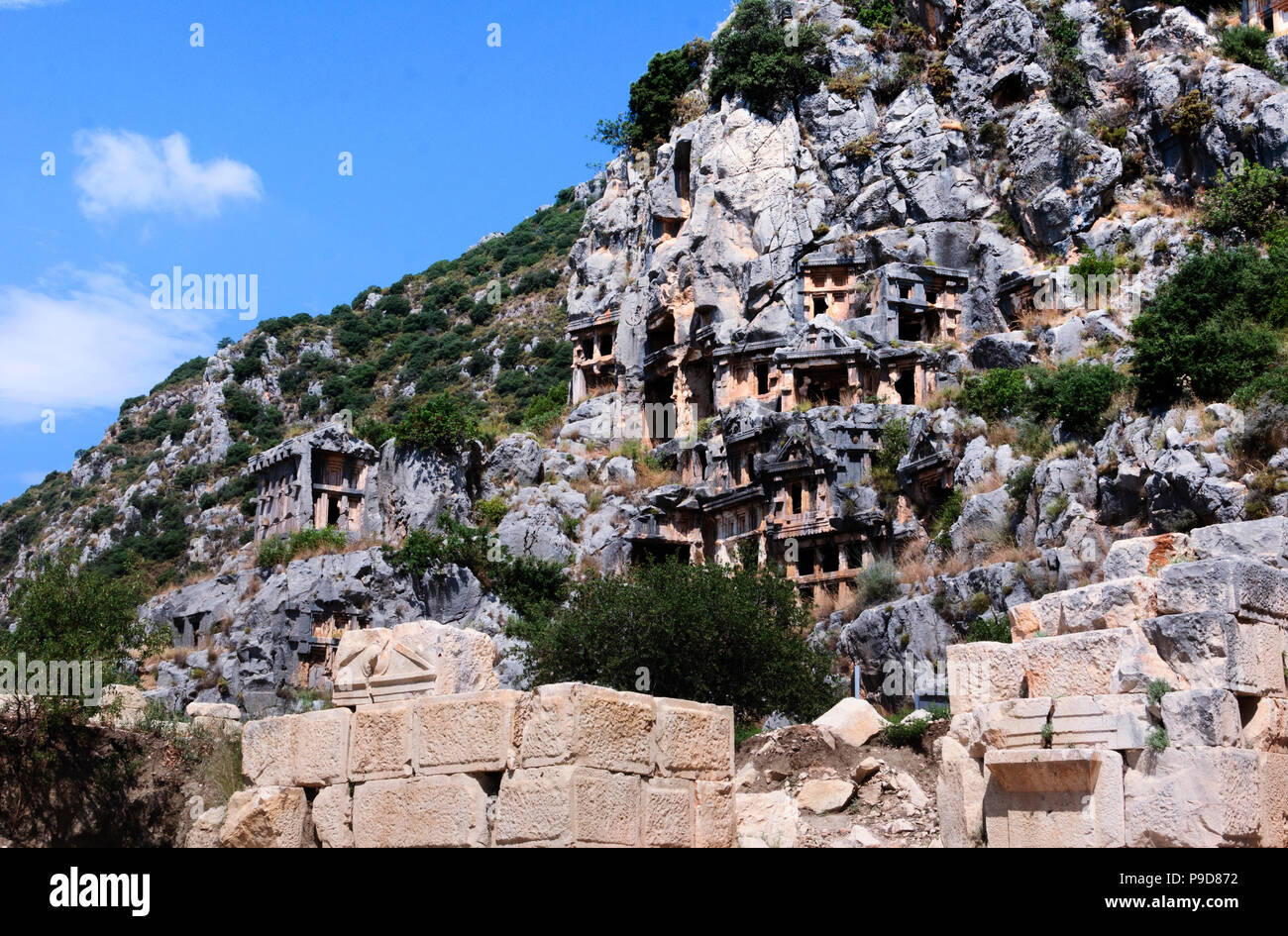 Lycian Rock Cut Tombs Myra Turkey Stock Photo Alamy