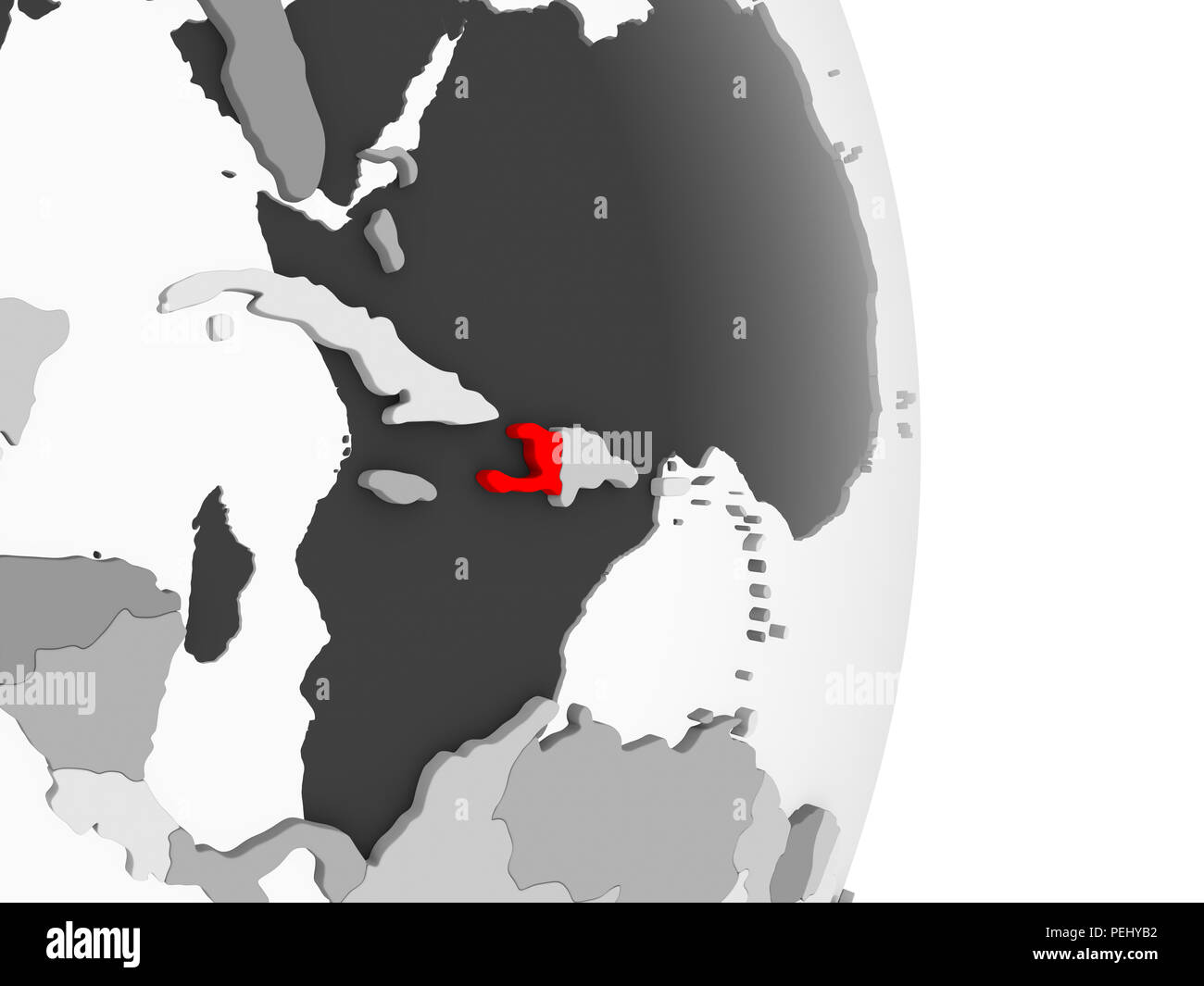 Haiti Highlighted In Red On Grey Political Globe With Transparent