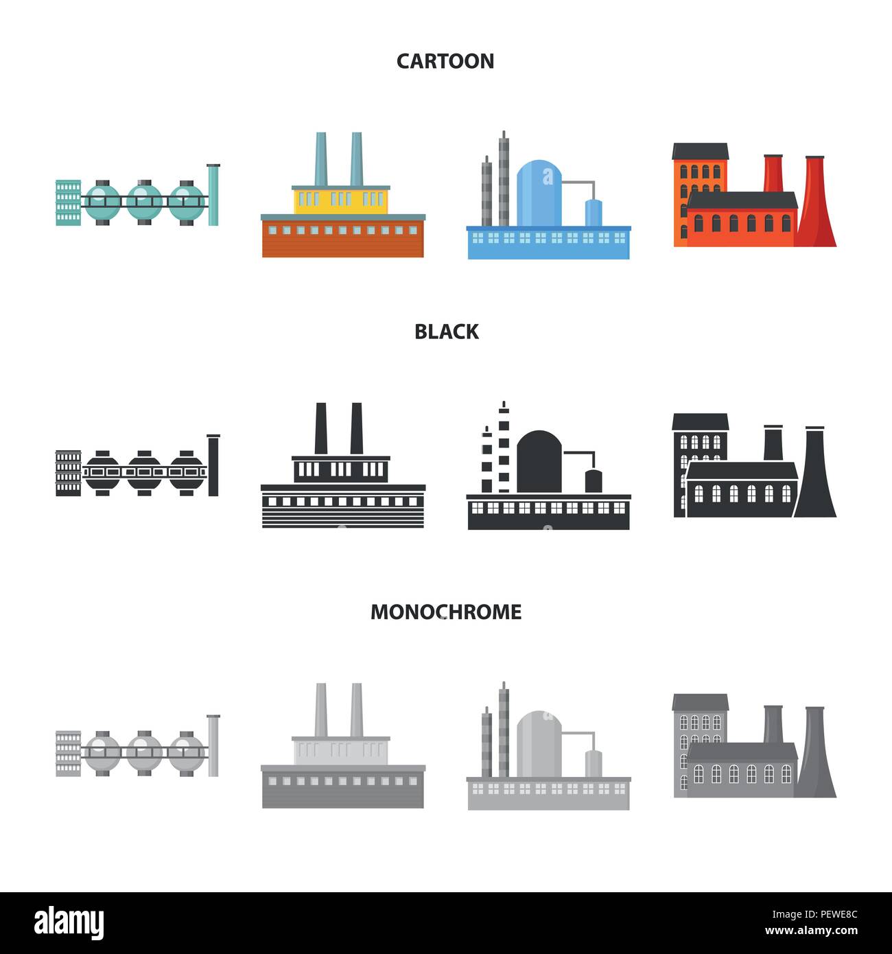 Industry Production Factory Set Collection Icons In Cartoon Black