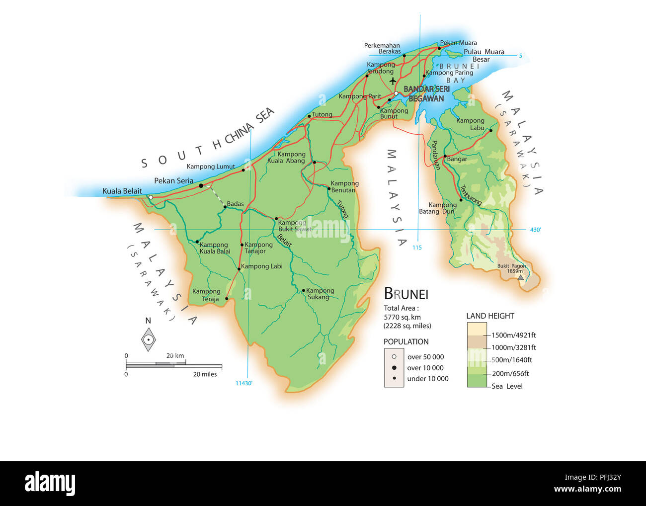 Map Of Brunei Stock Photo Alamy