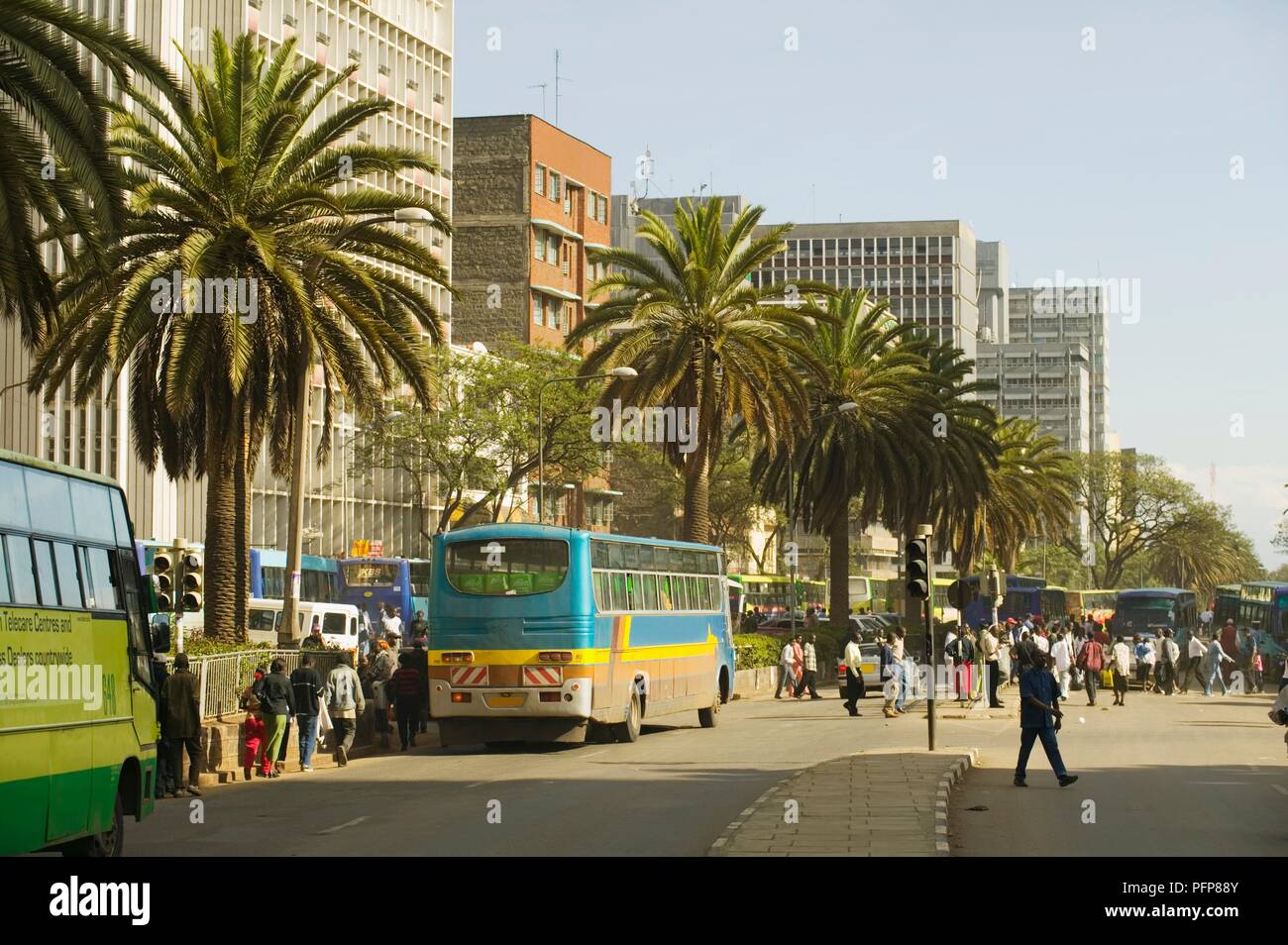 Kenya Nairobi Street Scene On Moi Avenue Outside The National