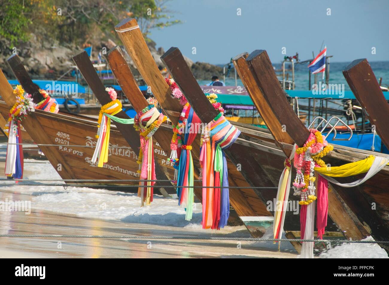 Thailand Phi Phi Islands Ko Phi Phi Don Hat Yao Colourful Boat