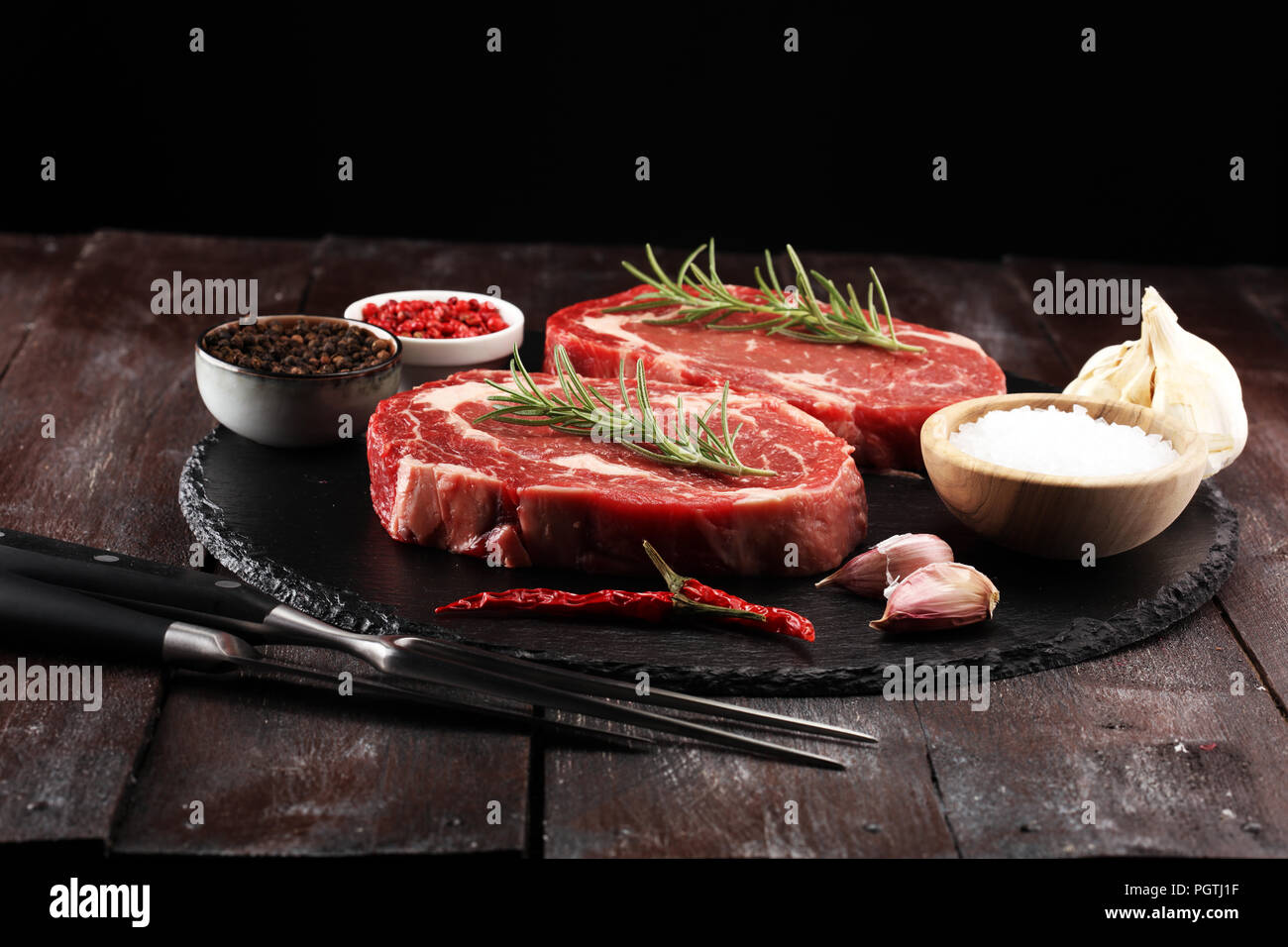 Steak Raw Barbecue Rib Eye Steak Dry Aged Wagyu Entrecote Steak Stock