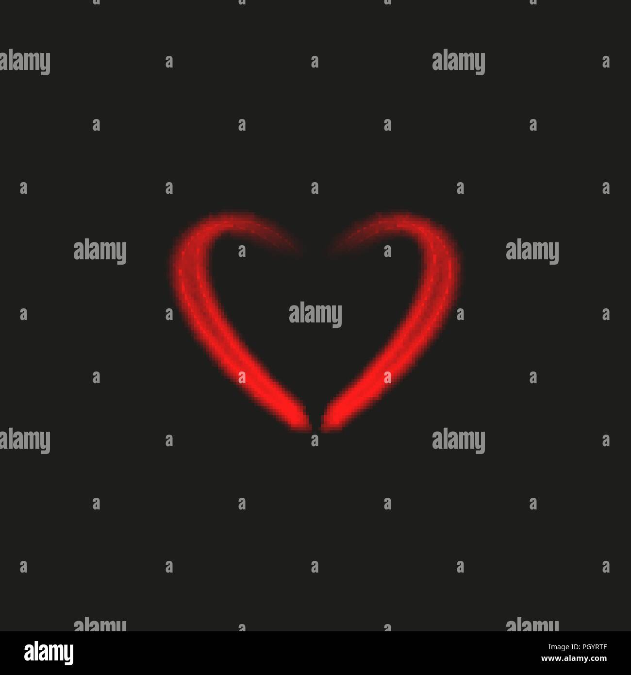 Bright Neon Heart Heart Sign On Dark Transparent Background Neon Glow