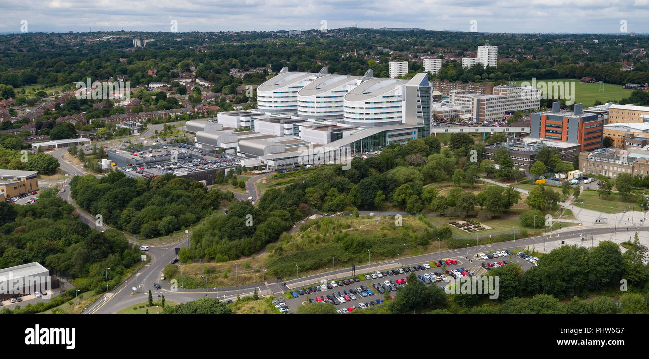 An Aerial View Of The New Queen Elizabeth Hospital In Birmingham UK