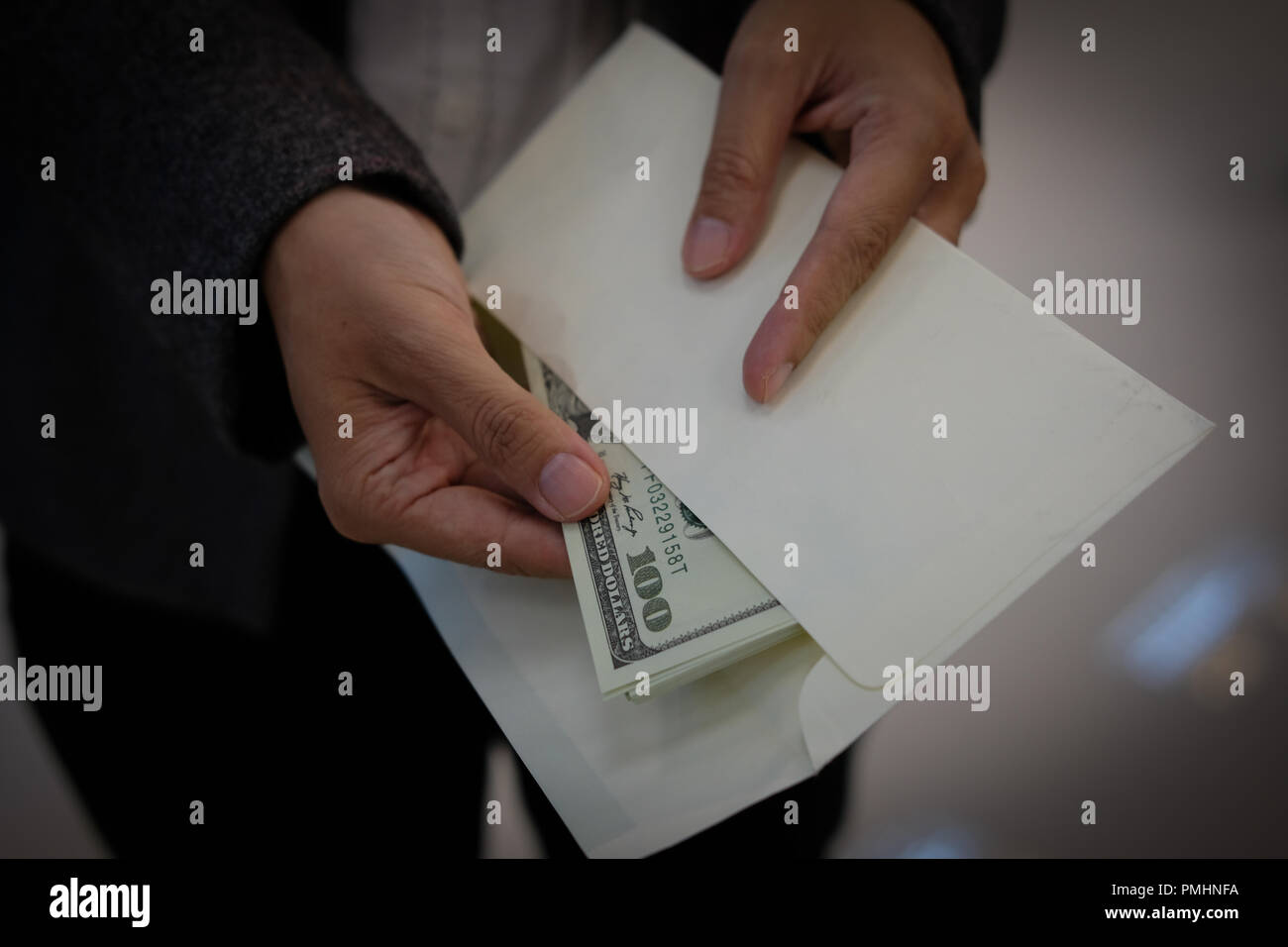 Woman Offering Envelope With Money Banknote Hand Giving Cash Banknote