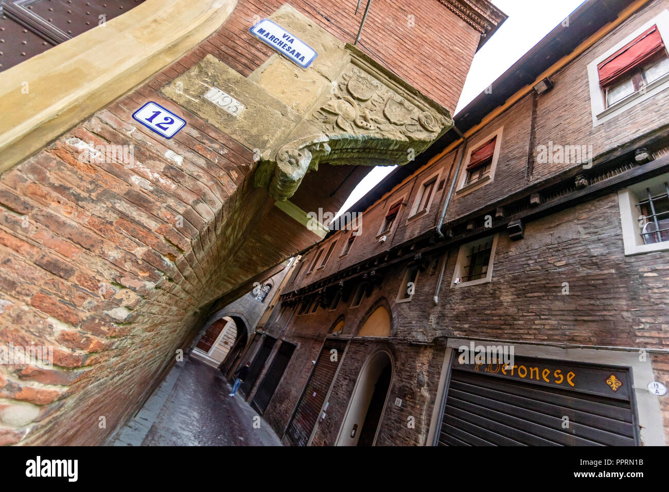 Architectural Detailing In Old Buildings On Via Marchesana Bologna