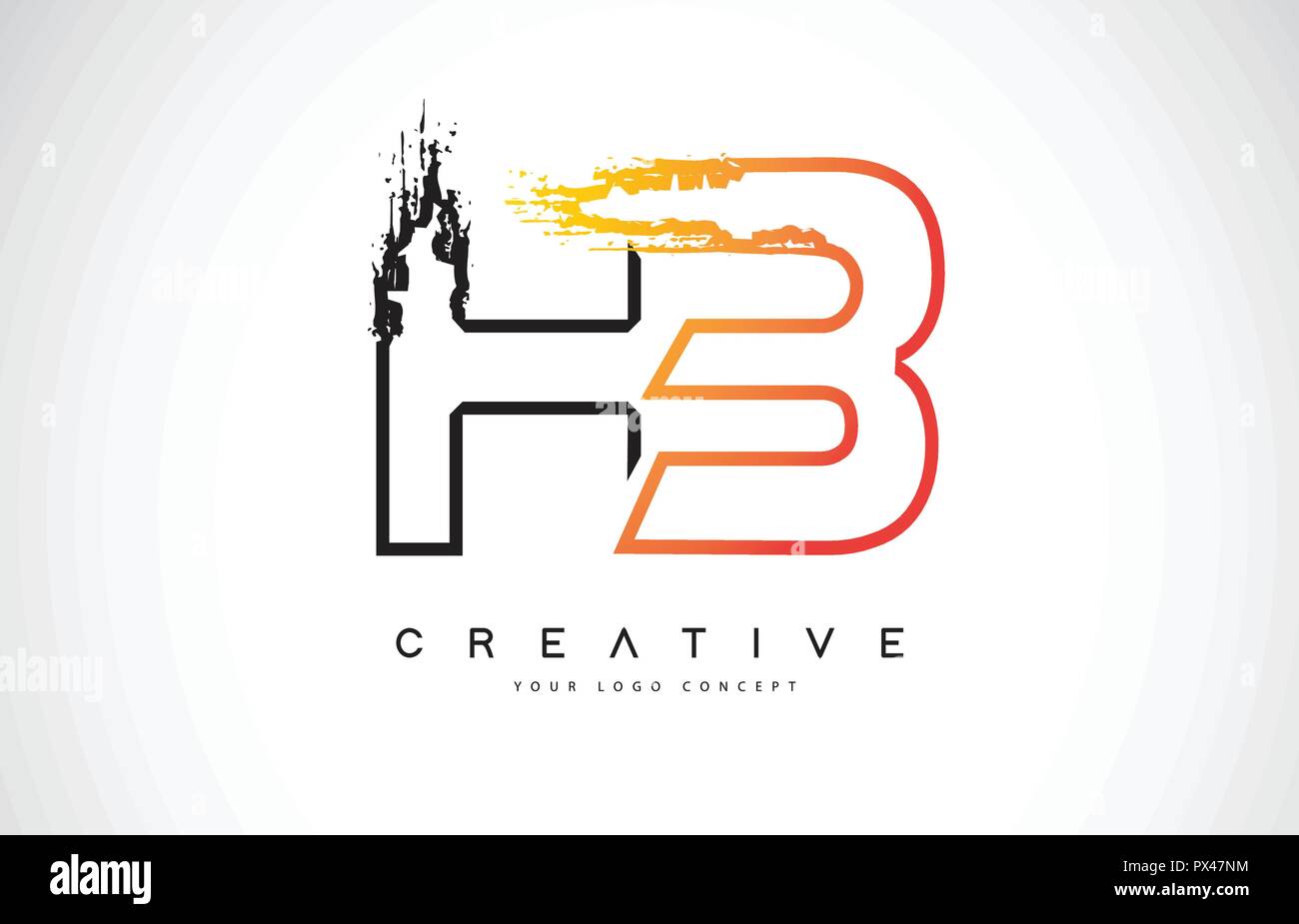 Hb Creative Modern Logo Design Vetor With Orange And Black Colors