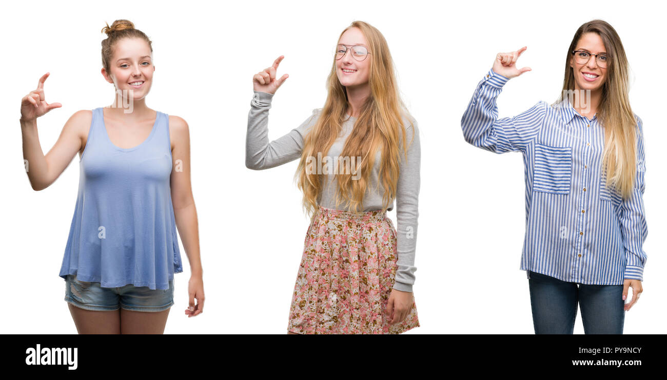 Collage Of Group Of Blonde Women Over Isolated Background Smiling And