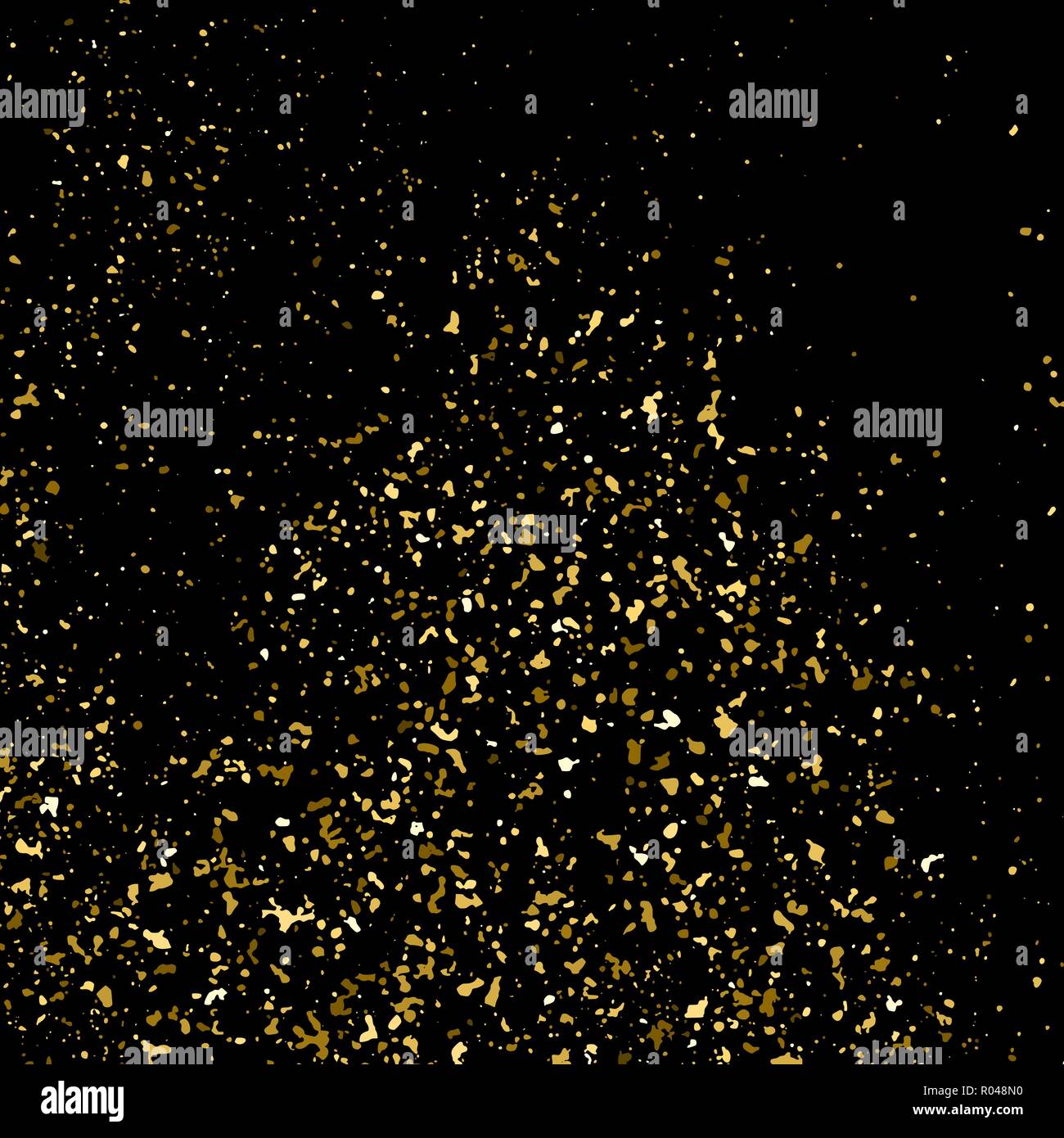 Gold Glitter Texture Isolated On Black Amber Particles Color