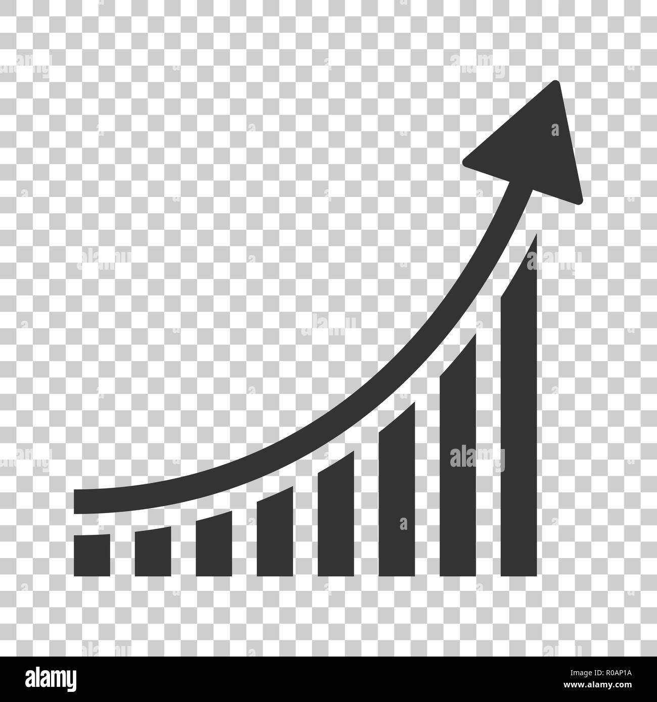 Growing Bar Graph Icon In Flat Style Increase Arrow Vector