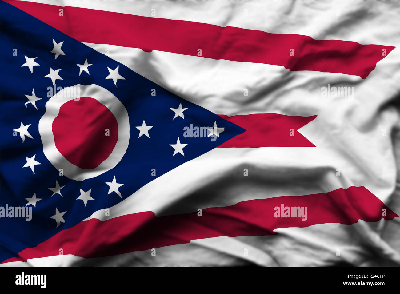 Ohio 3D Wrinkled Flag Illustration Usable For Background And Texture