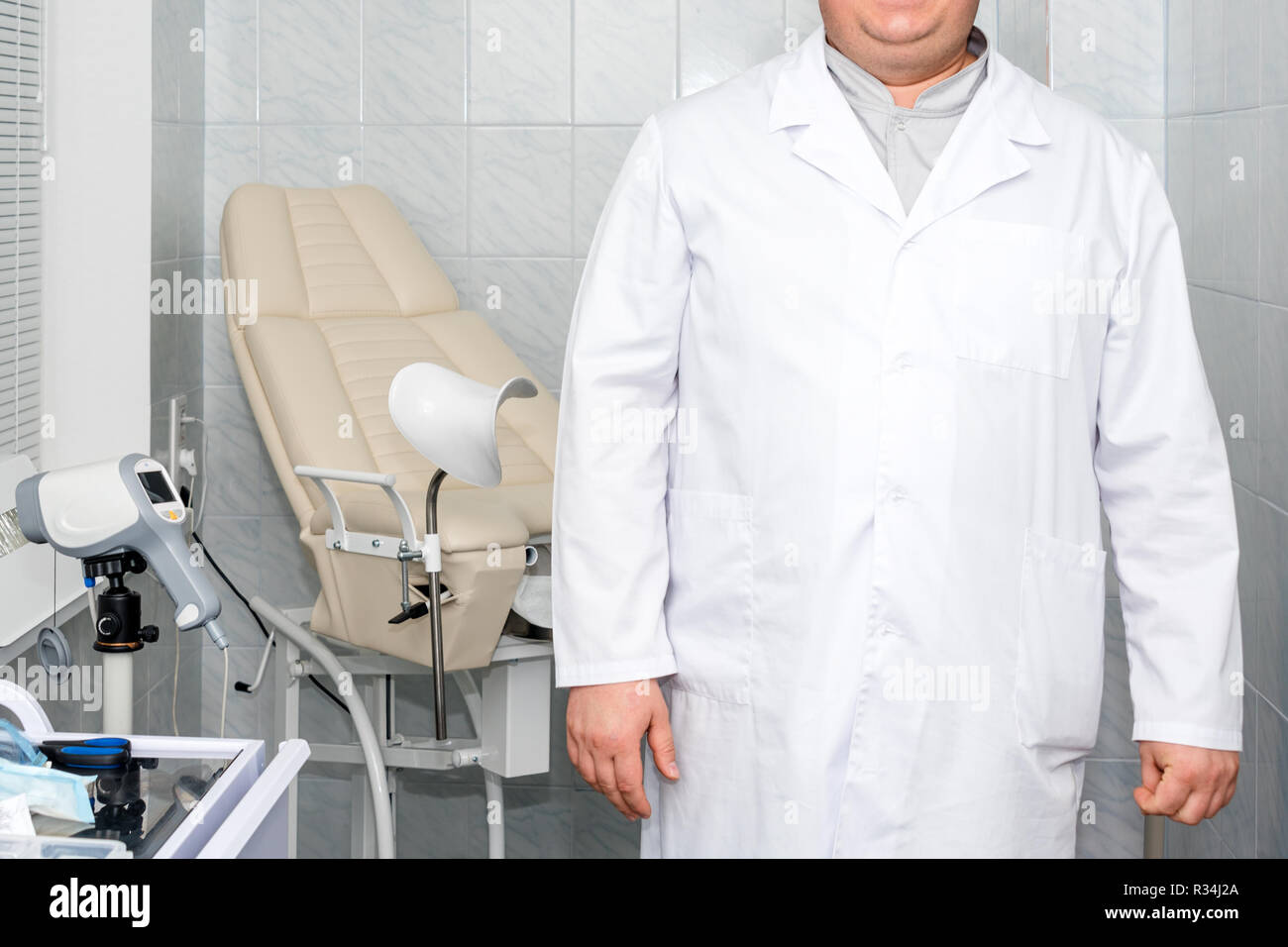 Gynecological Cabinet With Chair And Other Medical Equipment In Modern