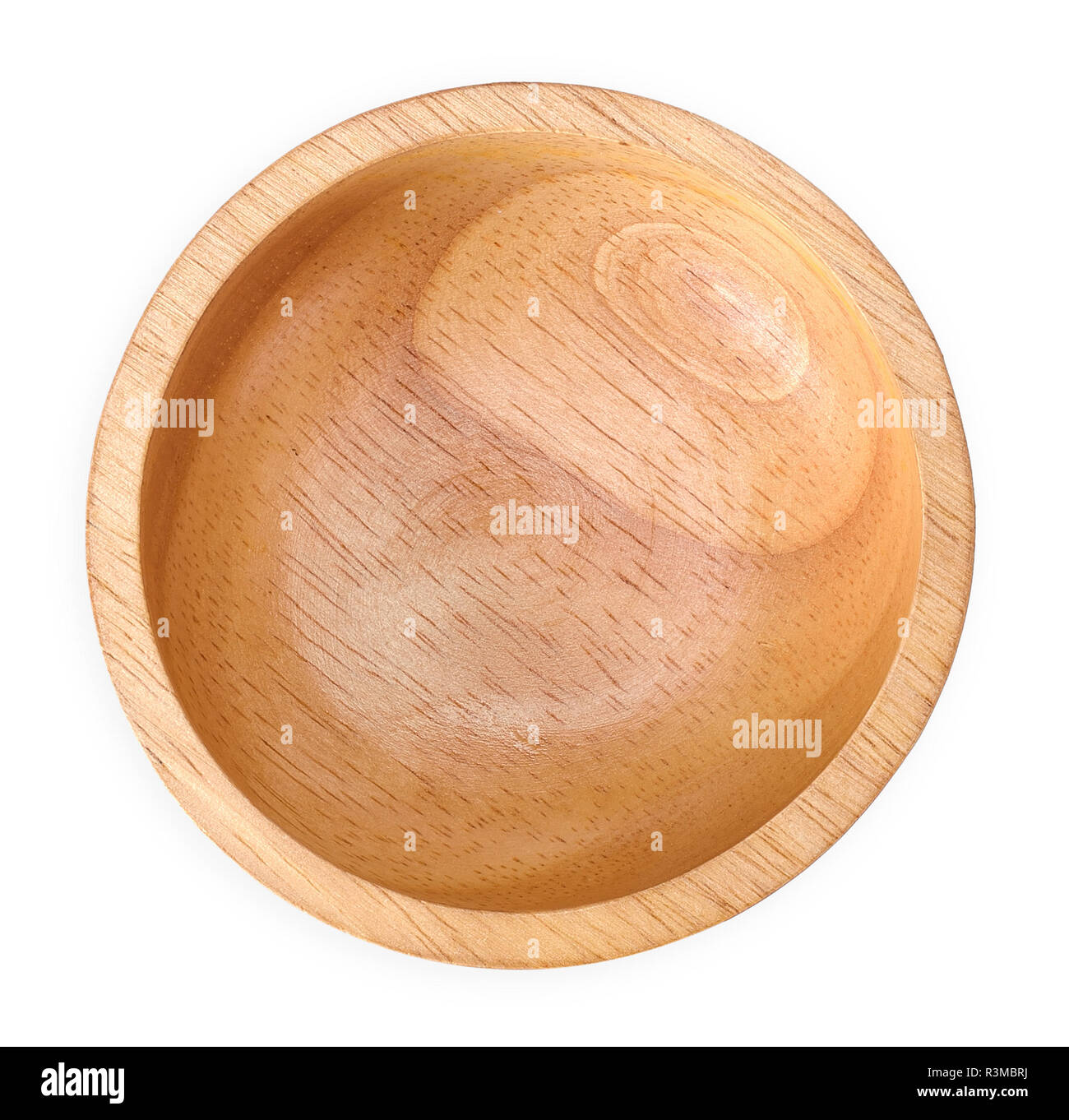 Wood Bowl Isolated On White Clipping Path Top View Stock Photo Alamy