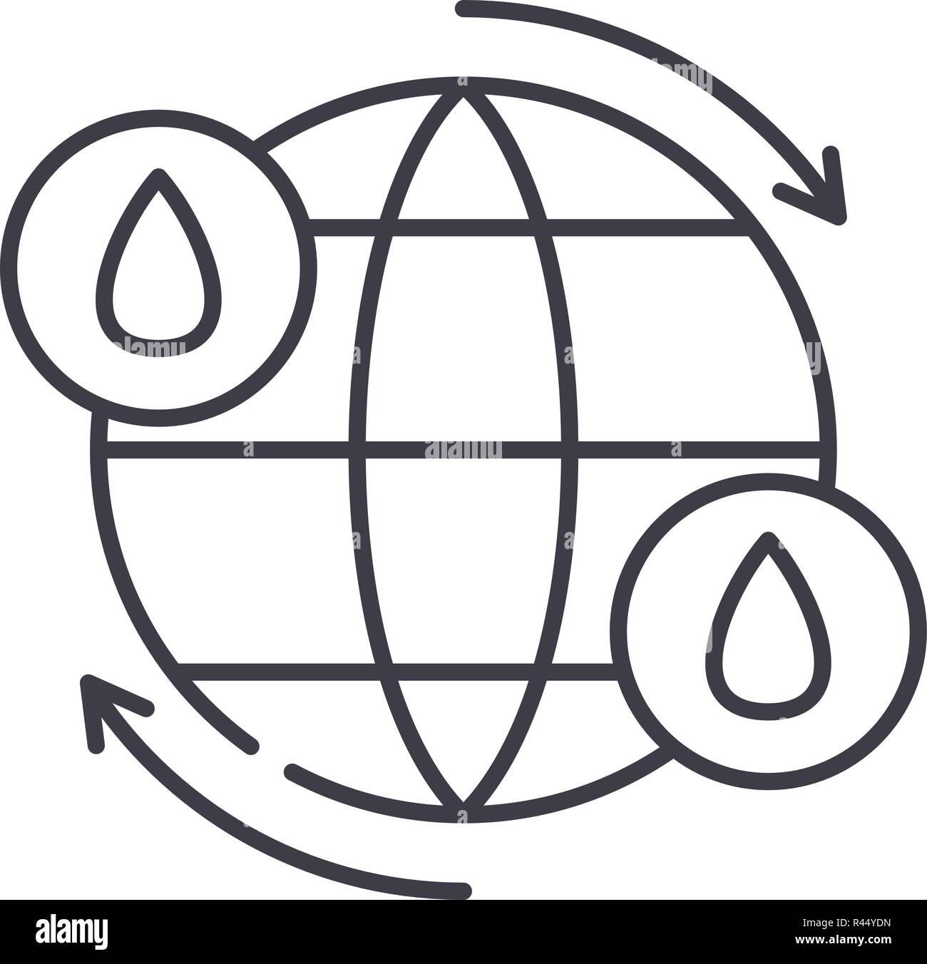 Water Cycle Line Icon Concept Water Cycle Vector Linear Illustration