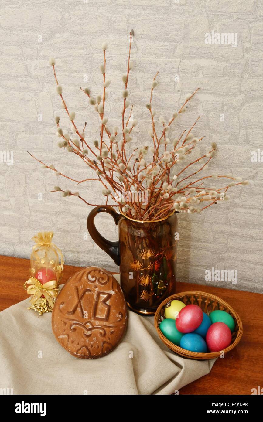 Pussy Willow Revival And Easter Eggs Stock Photo Alamy