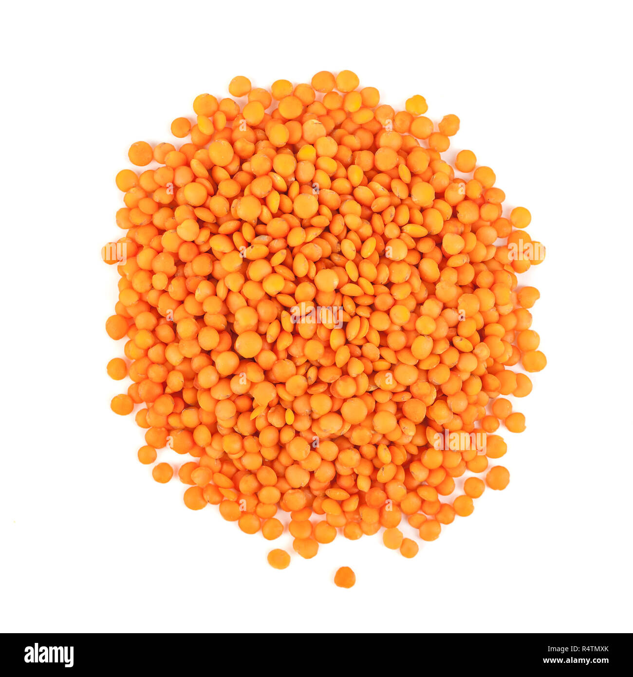 Pile Red Lentils Isolated On White Background Stock Photo Alamy