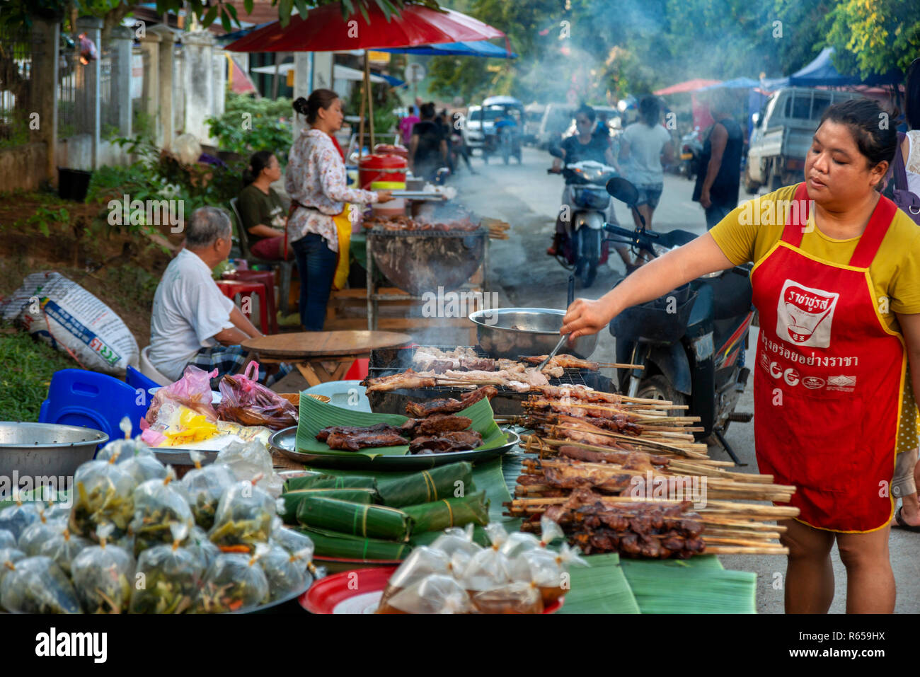 Food Stall In The Streets Of Luang Prabang City Laos Stock Photo Alamy