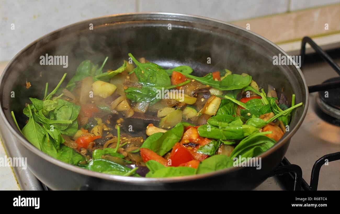 Preparing Hot Breakfast Stock Photo Alamy