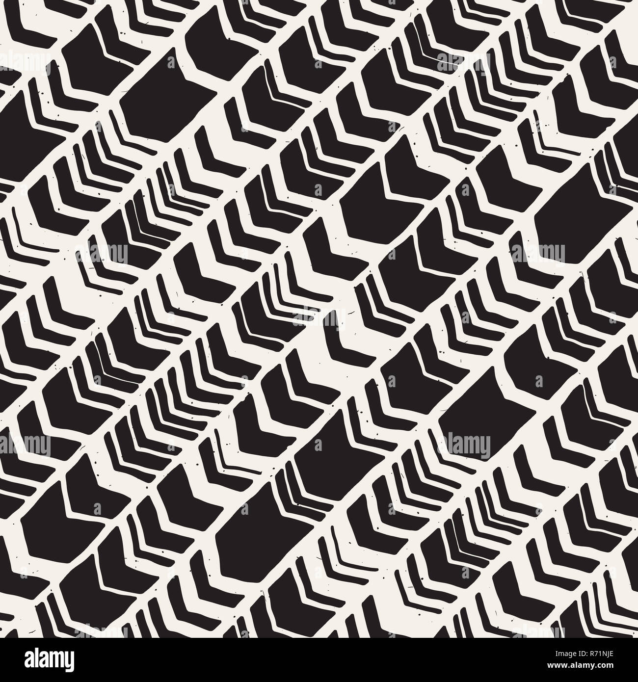 Seamless Hand Drawn Style Chevron Pattern In Black And White Abstract