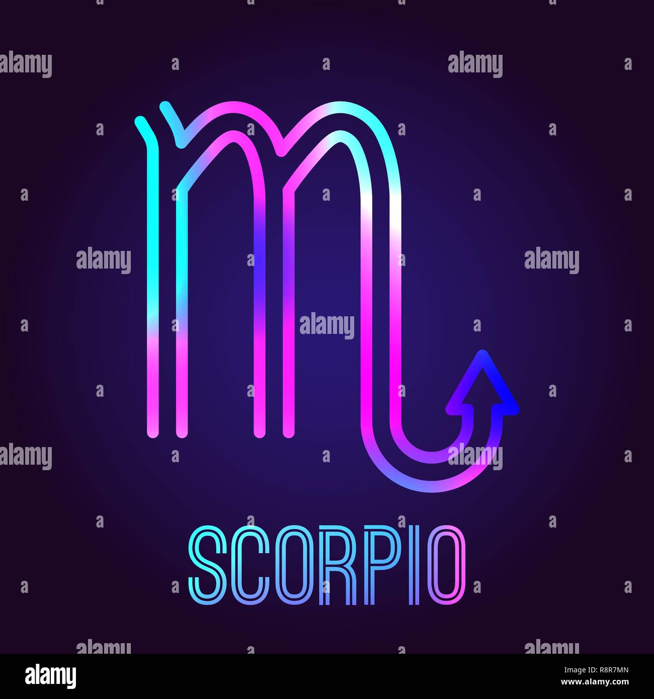 Scorpion Zodiac Sign The Neon Multi Colored Shining Badge On A Dark