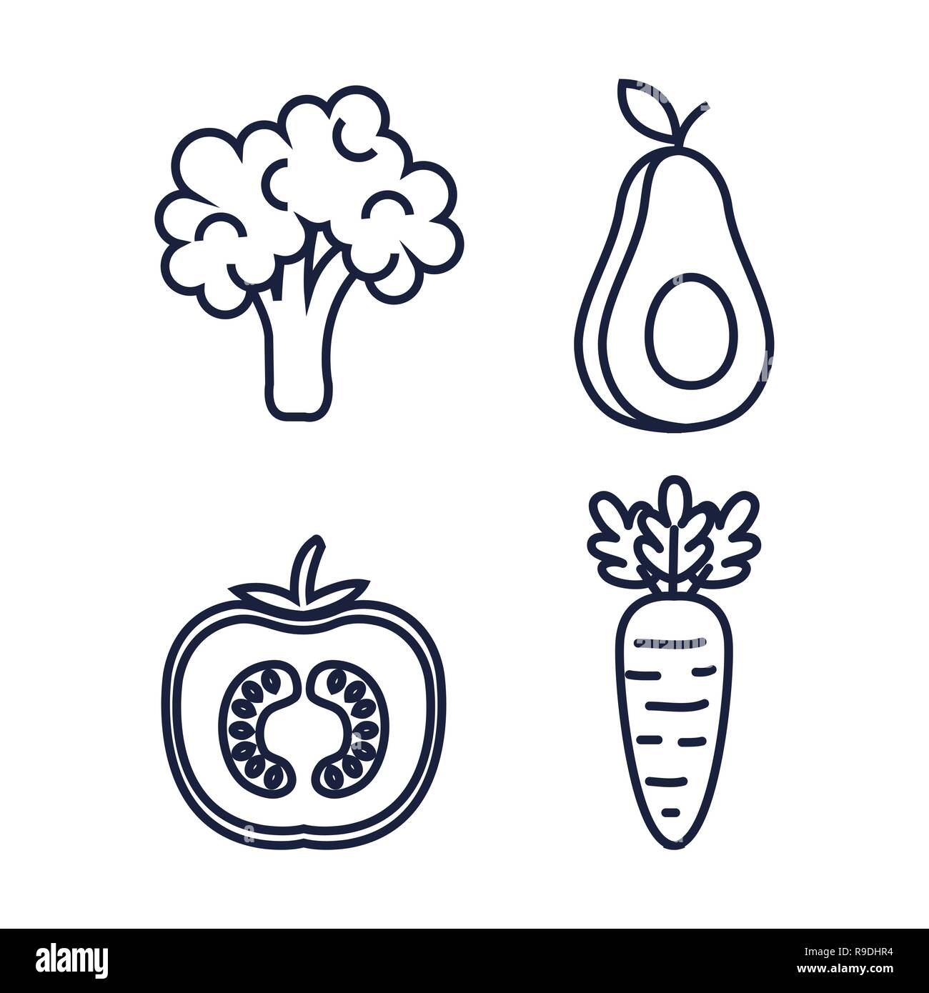 Healthy Food Set Icons Stock Vector Image Art Alamy