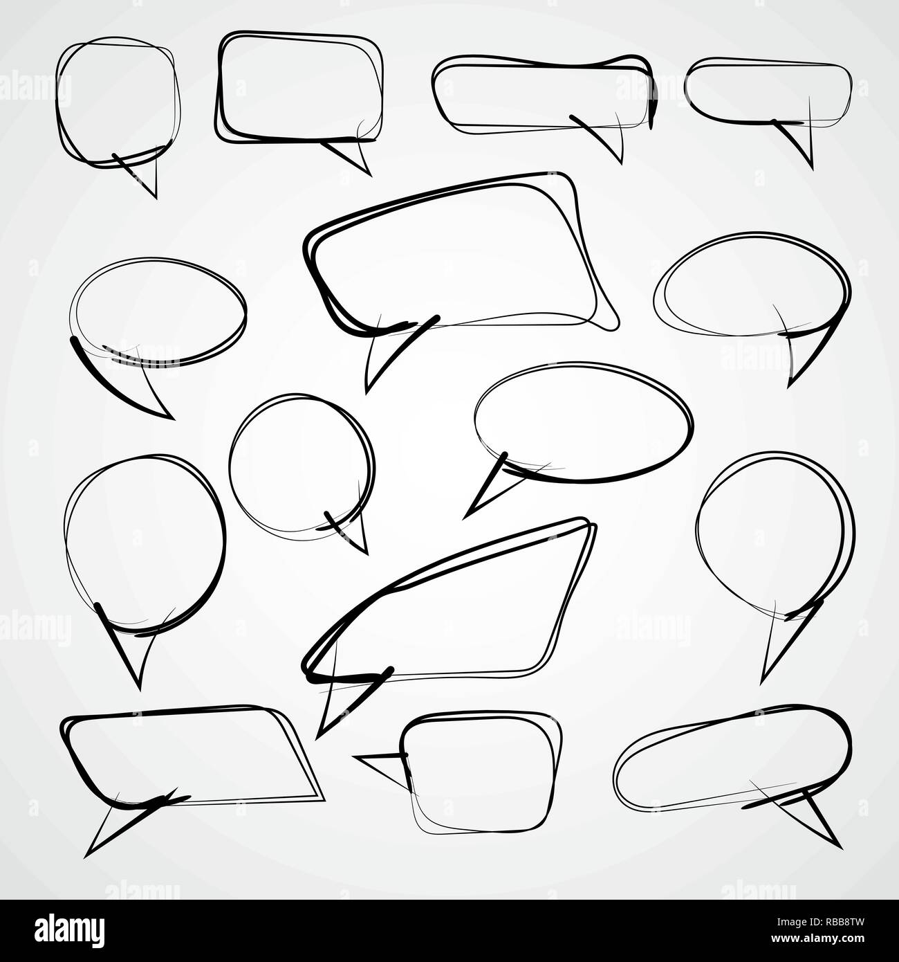 Hand Drawn Speech Bubbles Vector Illustration Set Of Black Speech