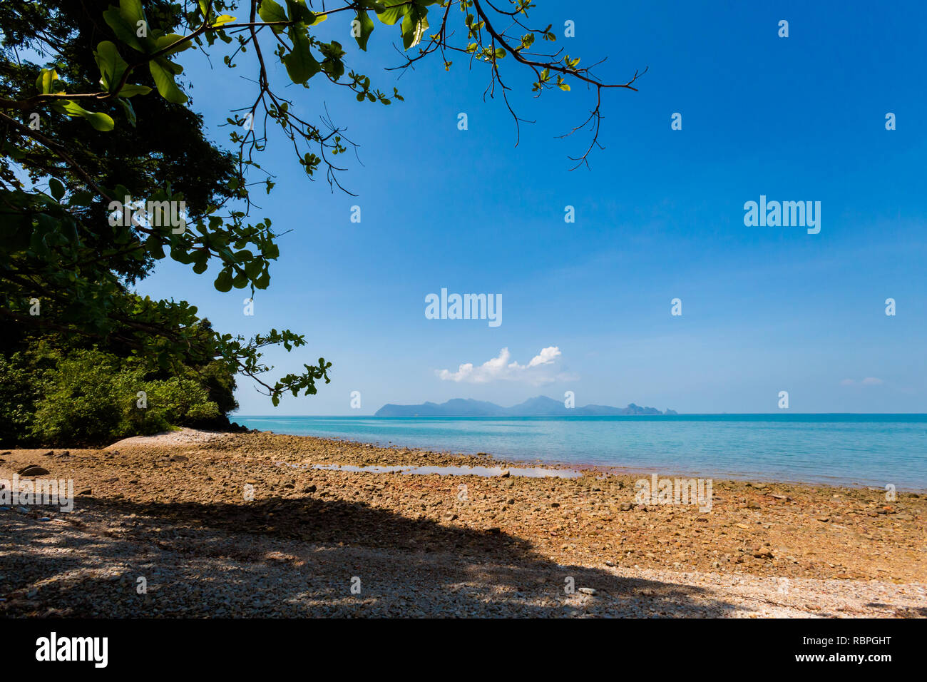 Sunny Pasir Pantai Tengkorak Cenang Beach On Tropical Langkawi Island