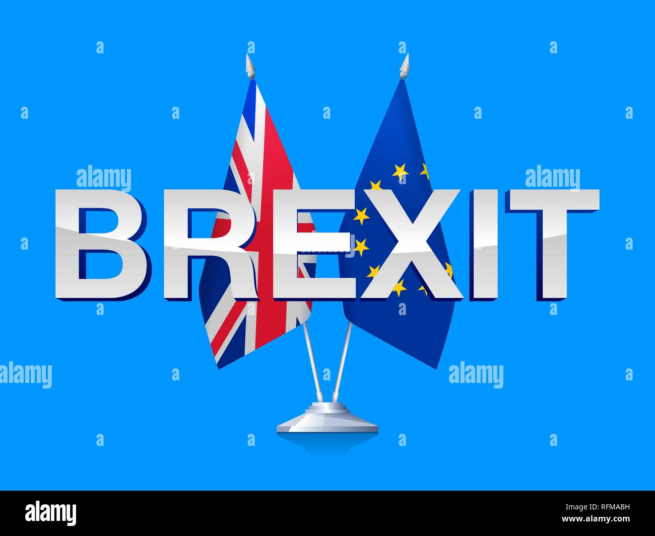 Brexit Concept Flags Of Great Britain And European Union Isolated On