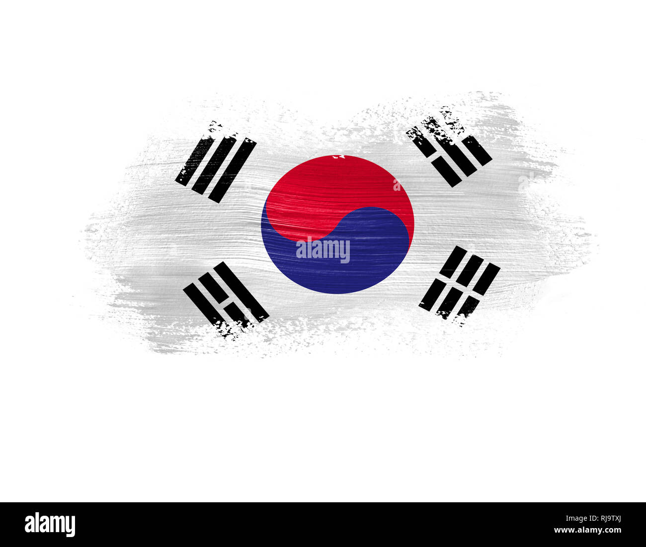 Brush Painted Flag Of South Korea Isolated On White Background Stock