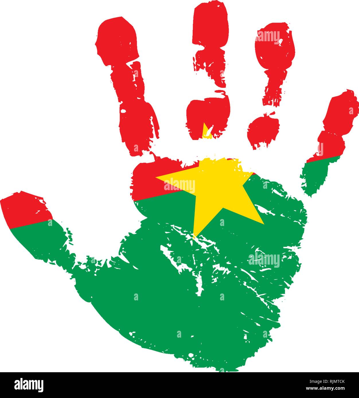 Burkina Faso Flag And Hand On White Background Vector Illustration