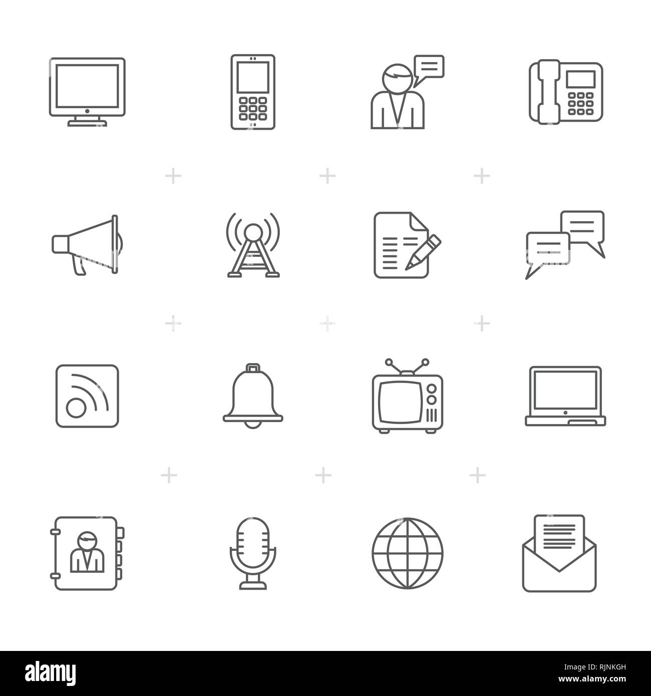 Line Communication Connection And Technology Icons Vector Icon Set