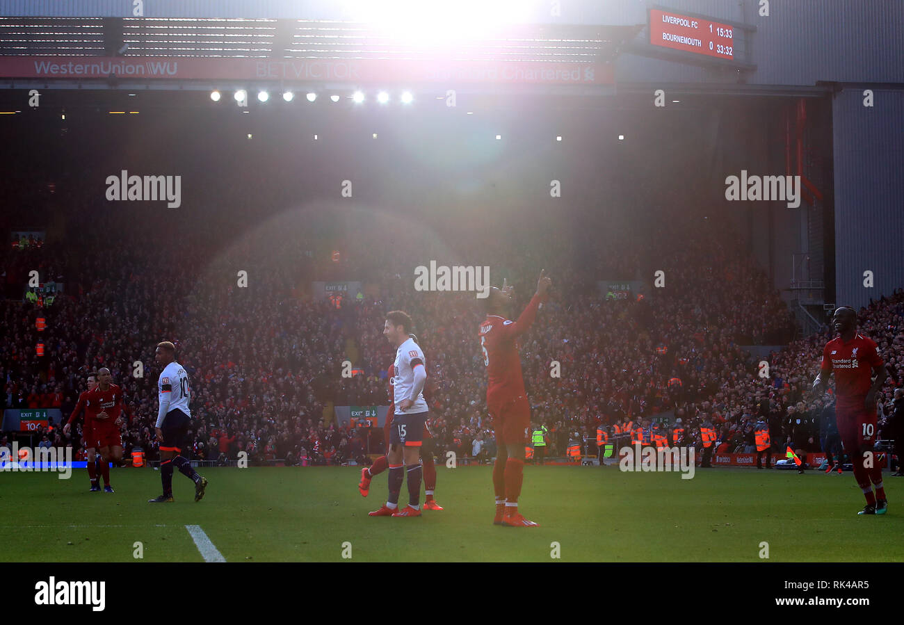 Liverpool S Georginio Wijnaldum Celebrates Scoring His Side S Second