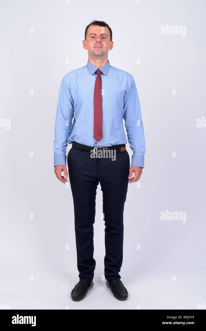 Full Body Shot Of Businessman Wearing Shirt And Tie Stock Photo Alamy