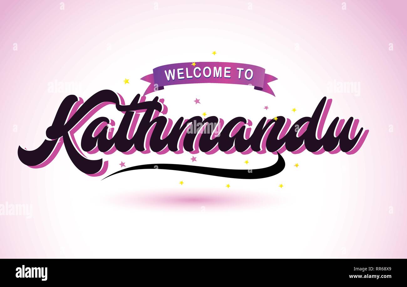 Kathmandu Welcome To Creative Text Handwritten Font With Purple Pink