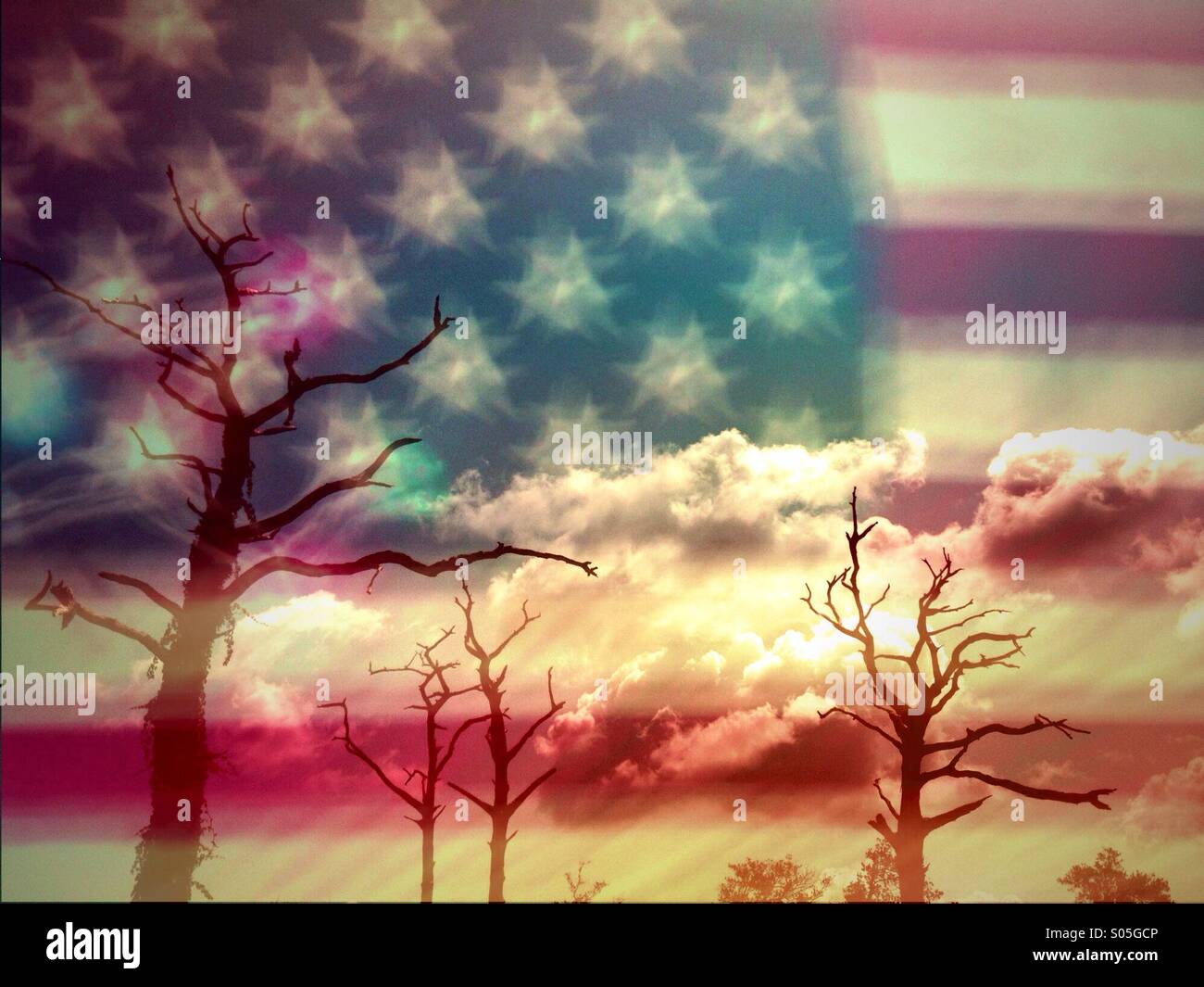 Double_exposure_of_an_American_flag_with