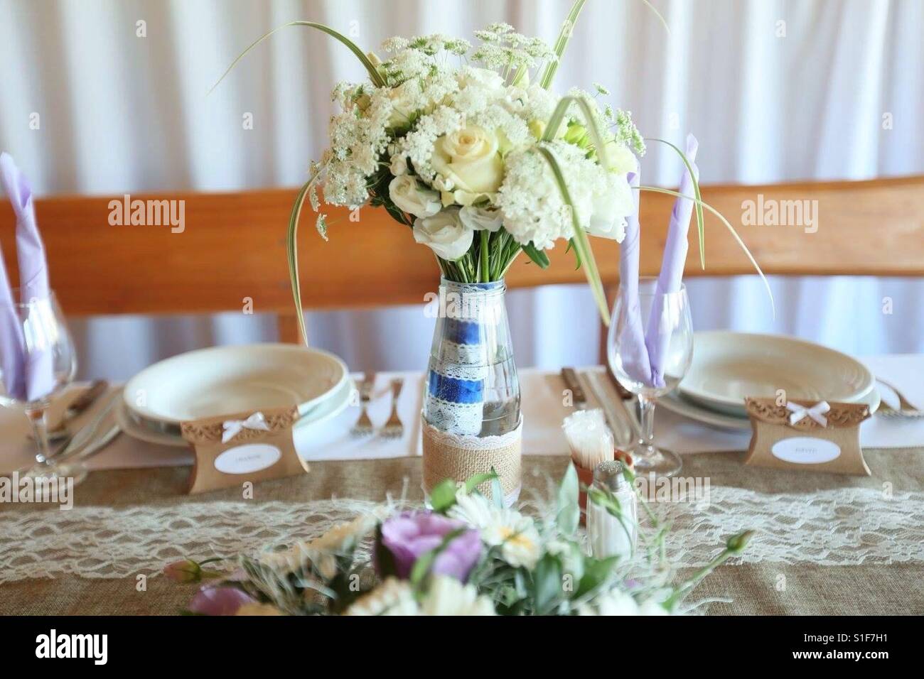 Rustic Wedding Table With Wild Flowers Hand Bouquet Rustic Wedding Table With Wild Flowers Hand Bouquet