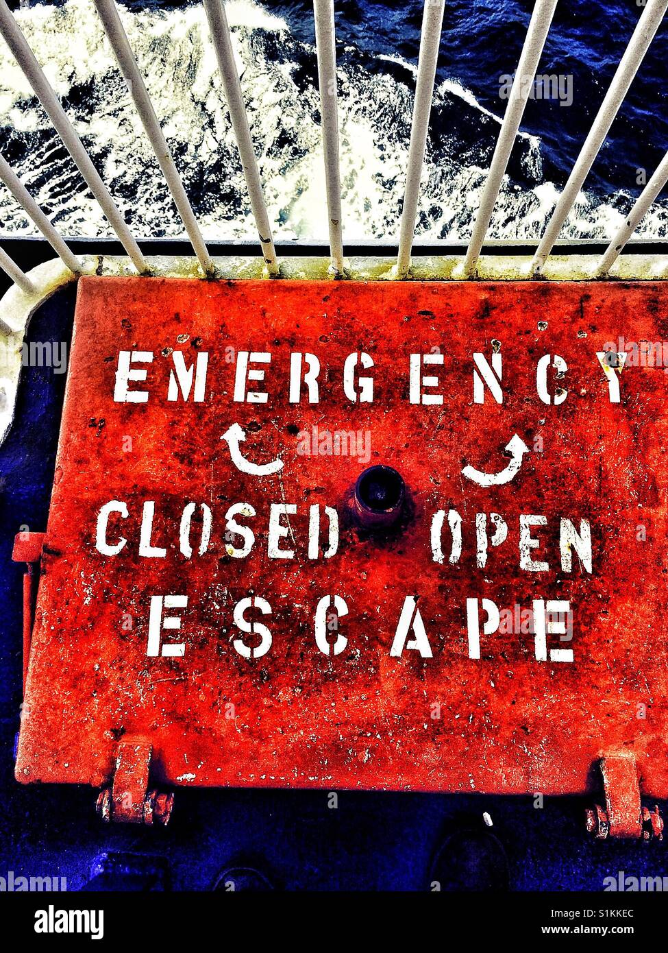 Ferry emergency escape hatch chute Stock Photo, Royalty Free Image