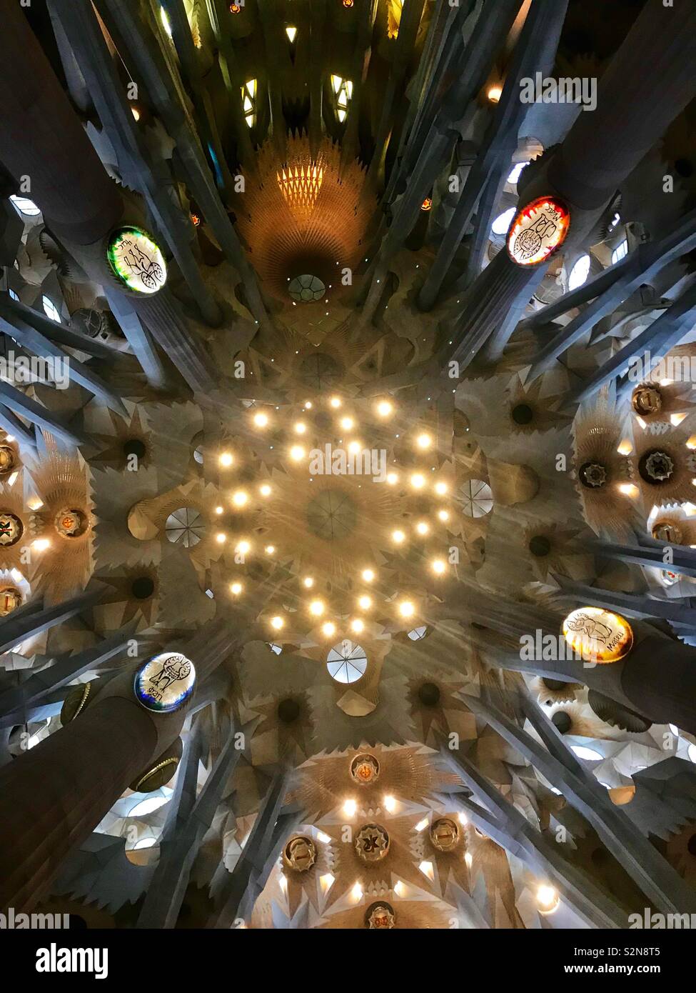 La Sagrada Familia Ceiling Stock Photo Alamy