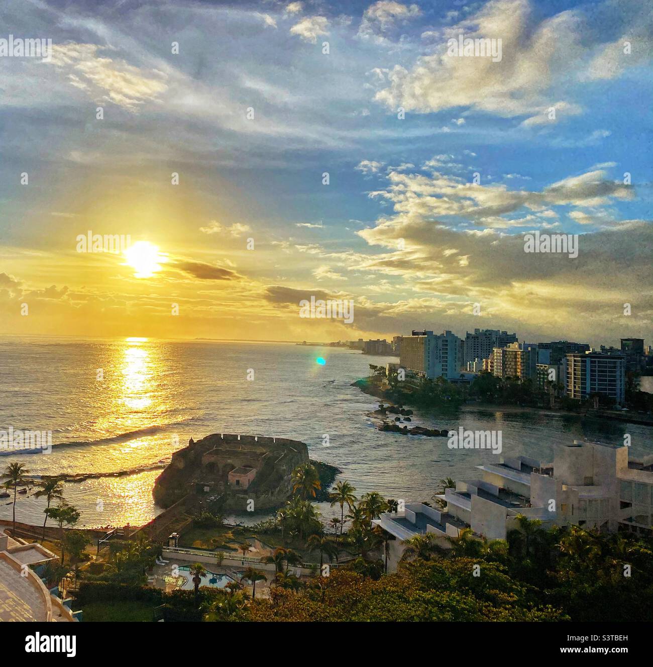 View From Above During Beautiful Sunrise Of Fort San Jeronimo North