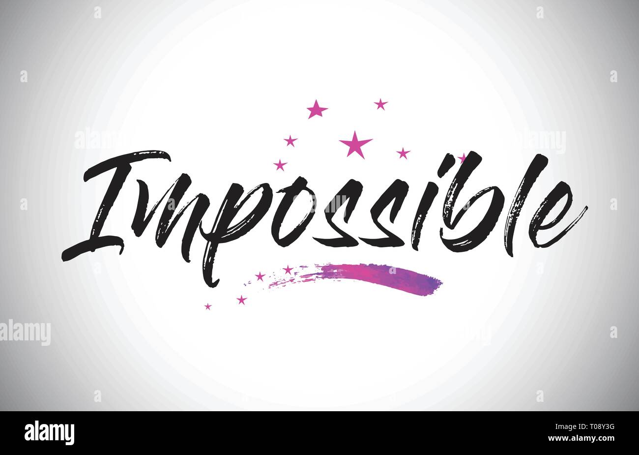 Impossible Handwritten Word Font With Vibrant Violet Purple Stars And