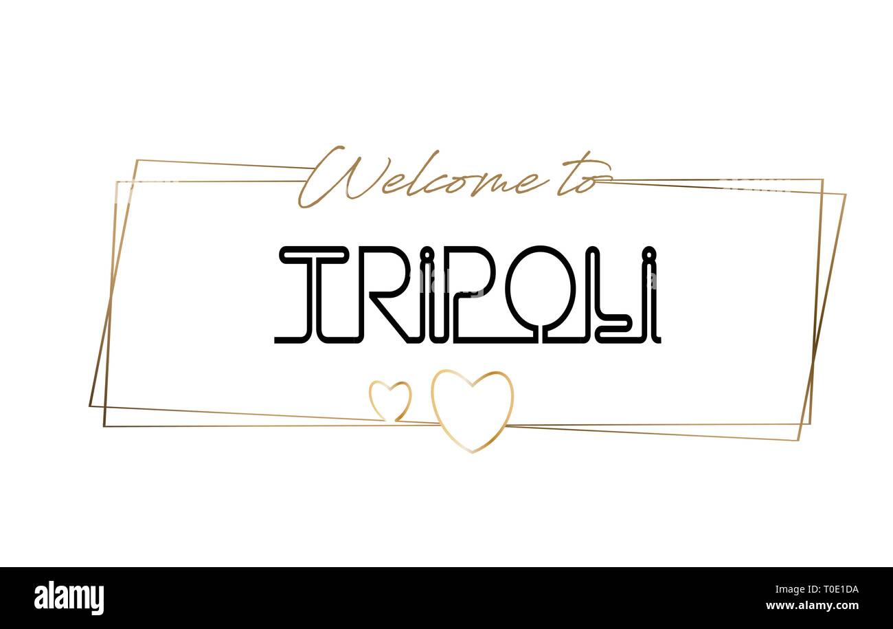 Tripoli Welcome To Text Neon Lettering Typography Word For Logotype