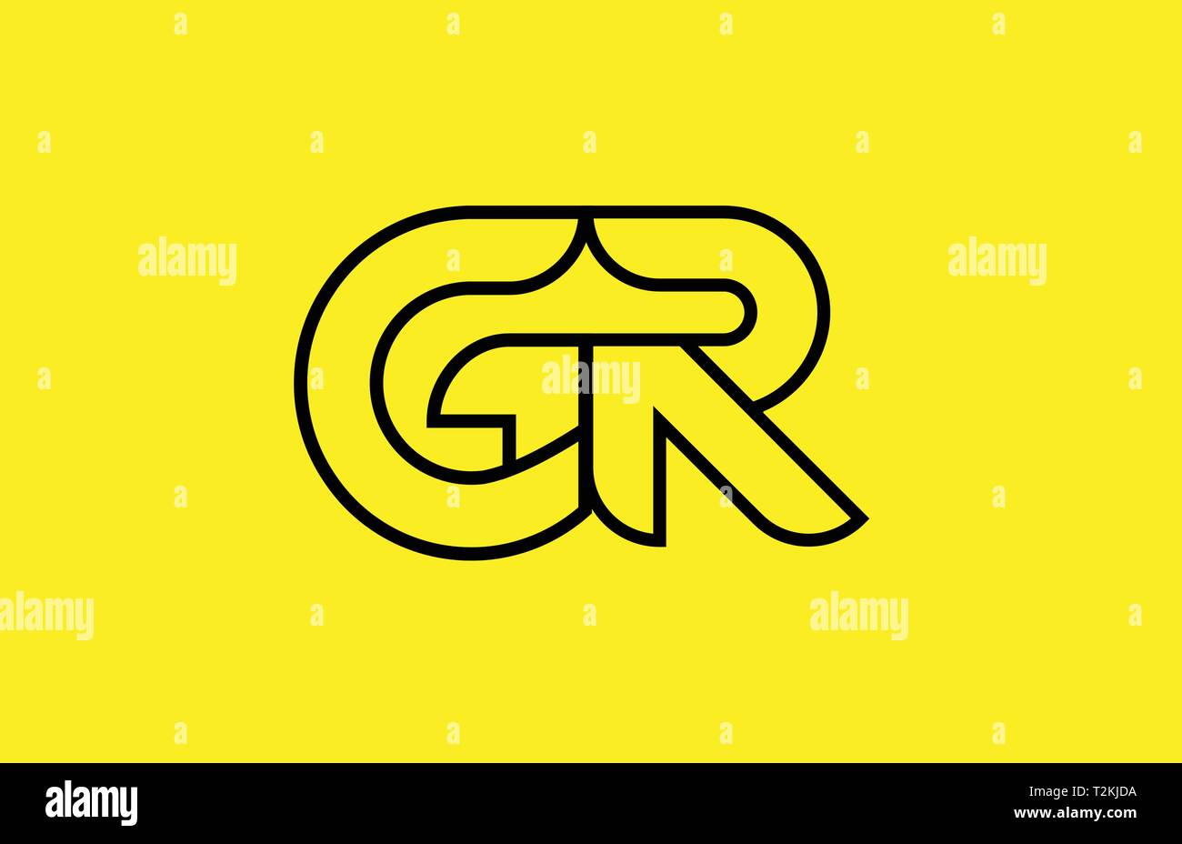 Yellow Black Line Alphabet Letter Gr G R Logo Combination Icon For A