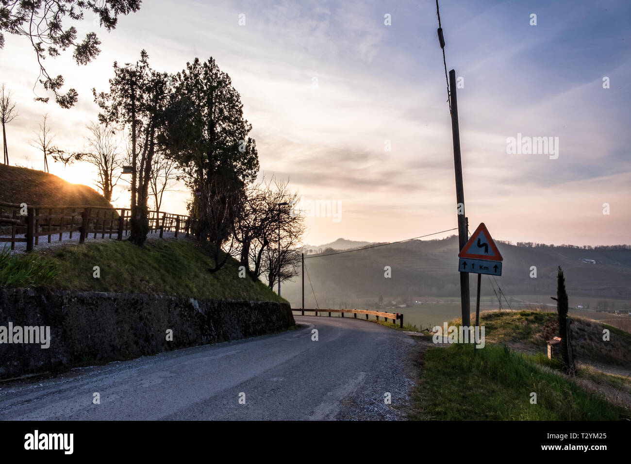 The Sun Goes Down In The Vineyards Of Friuli Venezia Giulia Stock Photo