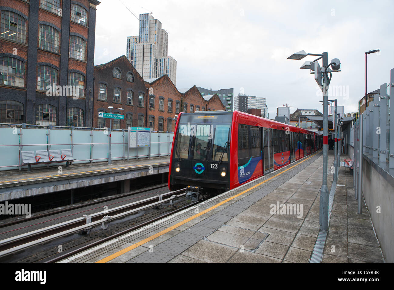 Dlr Trains On Platform At Stratford High Street London England