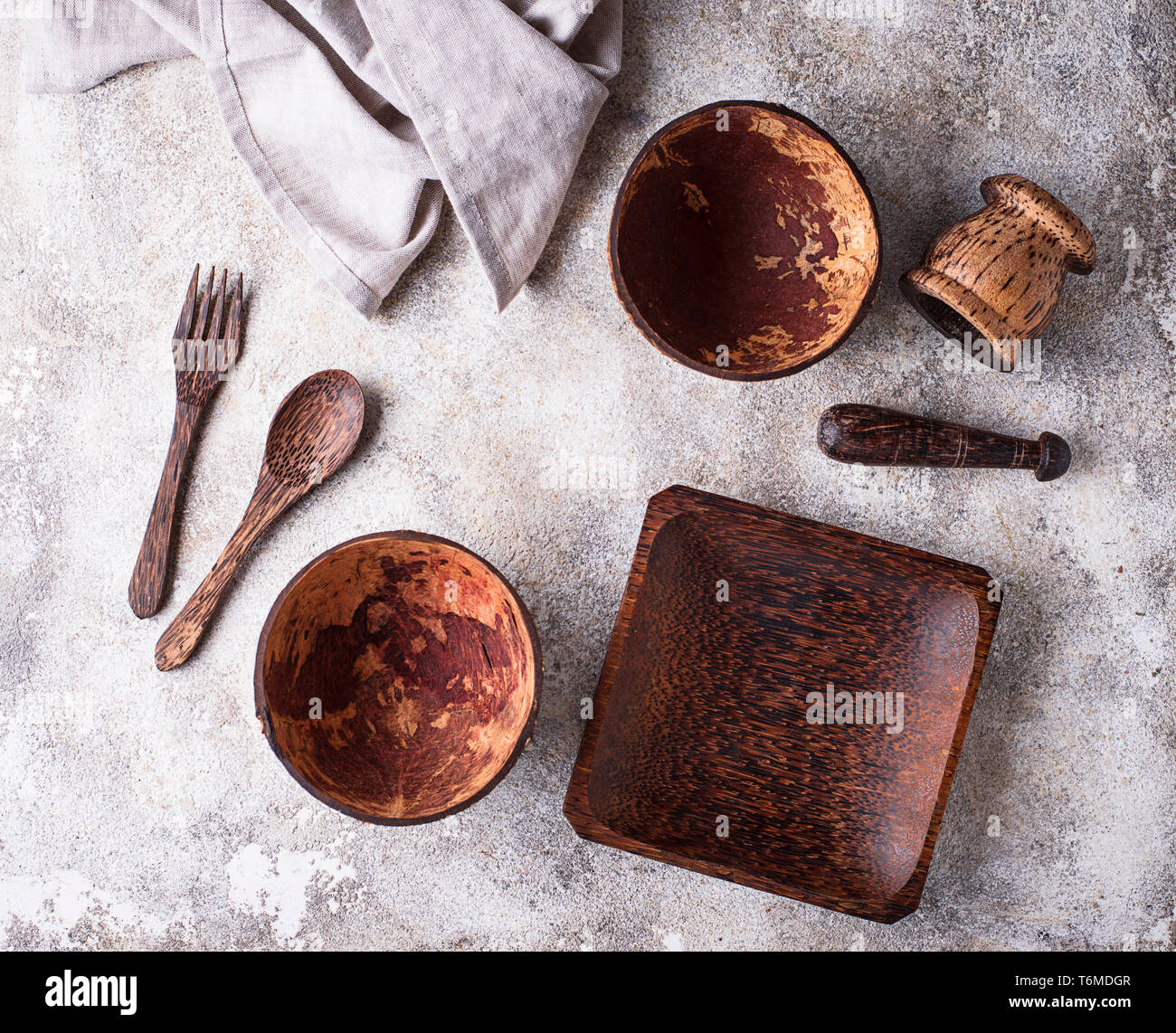 Dishes Made From Coconuts Shell Stock Photo Alamy